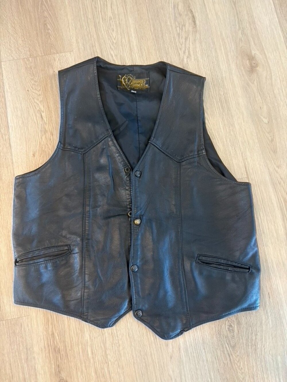 Vintage Branded Garments Inc Womens 12 Black Leather Biker Vest